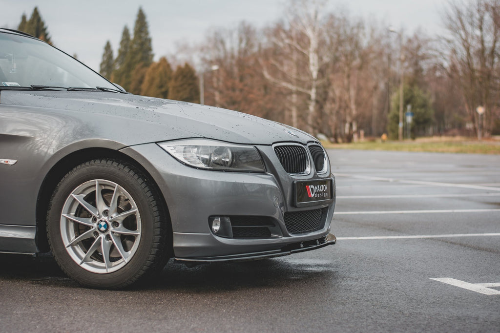 Maxton Design Street+ Spoilerlippe Front Ansatz V.2 passend für BMW 3er E90/E91 Facelift schwarz Hochglanz