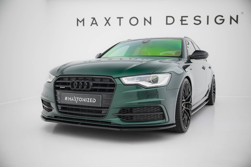 Maxton Design Street+ Spoilerlippe Front Ansatz V.1 passend für Audi S6 / A6 S-Line C7 schwarz Hochglanz