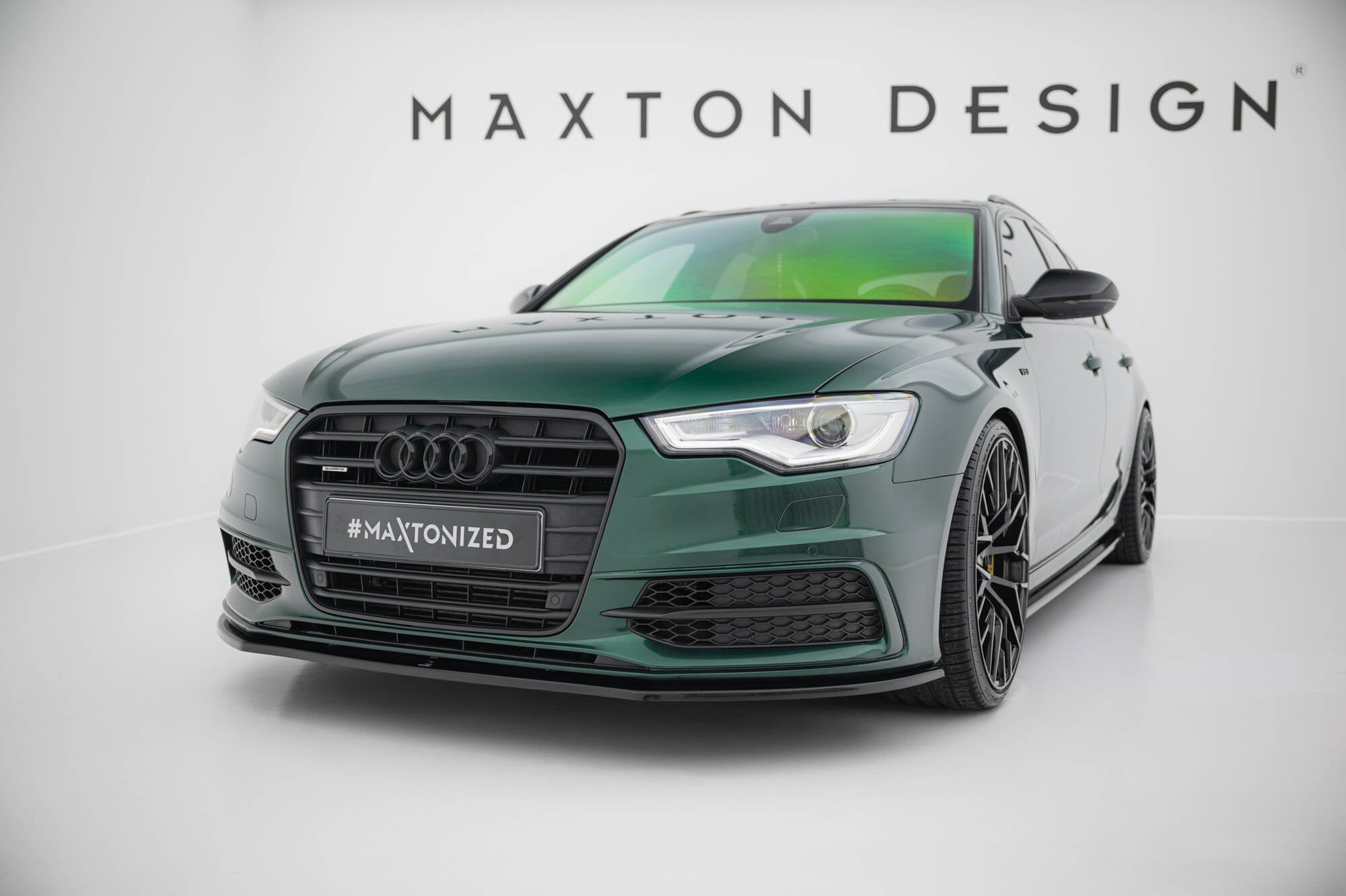 Maxton Design Street+ Spoilerlippe Front Ansatz V.1 passend für Audi S6 / A6 S-Line C7 schwarz Hochglanz