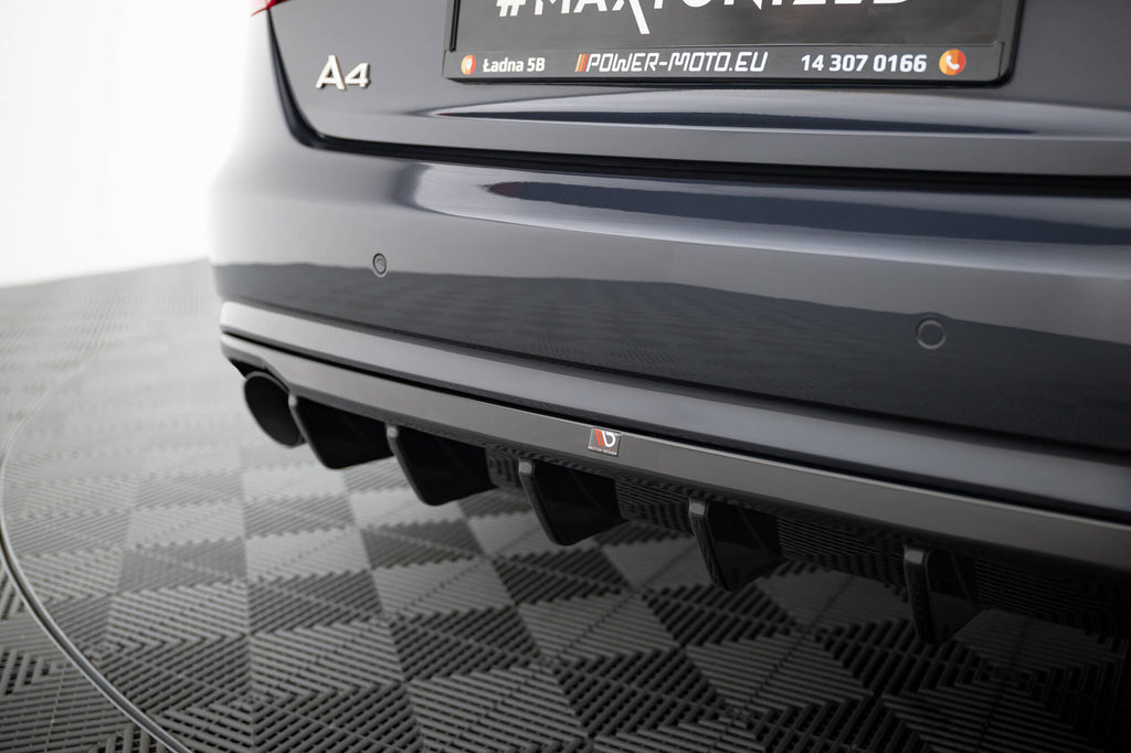 Maxton Design Diffusor Heck Ansatz passend für Audi A4 B8 Facelift (Einzelauspuff li. re.)