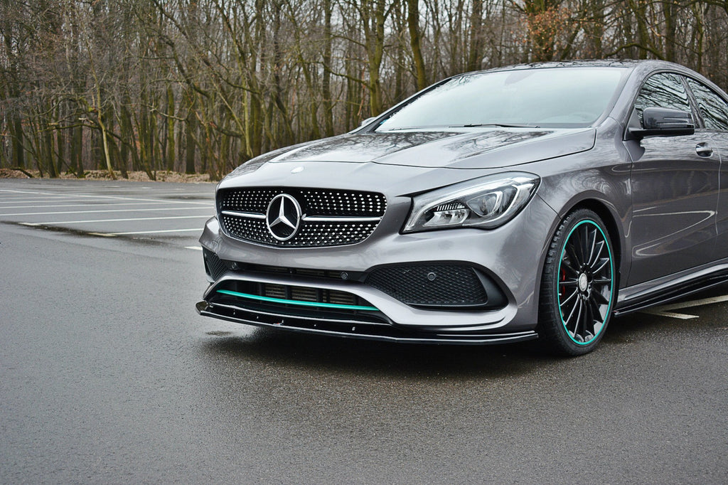 Maxton Design Street+ Spoilerlippe Front Ansatz V.1 passend für Mercedes CLA C117 AMG-LINE FACELIFT schwarz Hochglanz