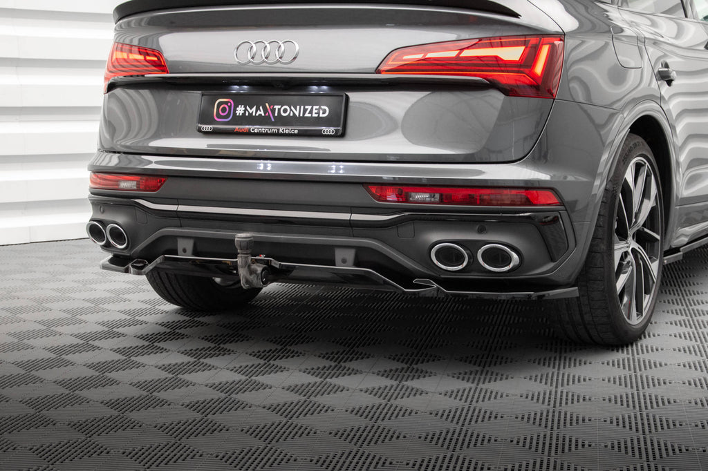 Maxton Design Street+ Mittlerer Diffusor RACE passend für Audi SQ5 / Q5 S-Line Sportback Mk2 Facelift schwarz Hochglanz