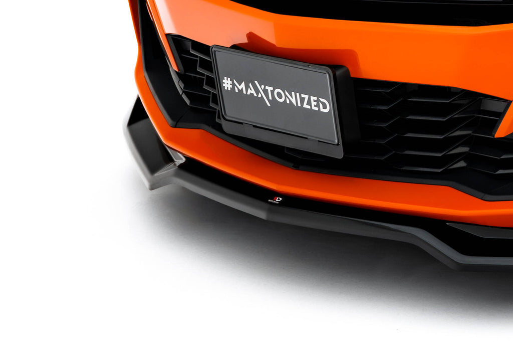 Maxton Design Street+ Spoilerlippe Front Ansatz V.1 passend für Chevrolet Camaro SS Mk6 Facelift schwarz Hochglanz