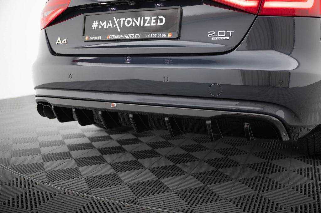Maxton Design Diffusor Heck Ansatz passend für Audi A4 B8 Facelift (Doppelauspuff li.)