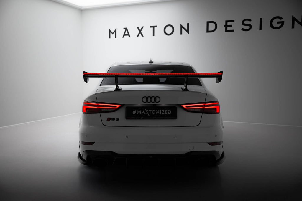 Maxton Design Carbon Spoiler With Internal Brackets Uprights + LED Audi A3 / A3 S-Line / S3 / RS3 Limousine 8V / 8V Facelift für Audi A3