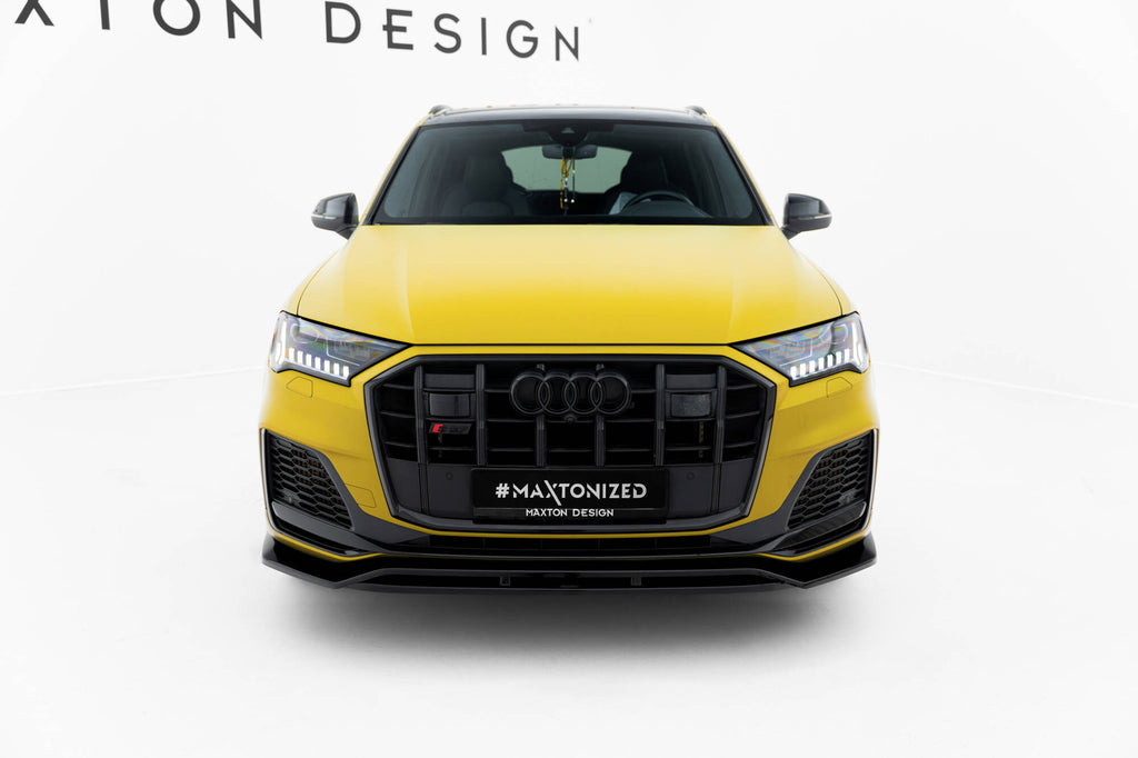 Maxton Design Street+ Spoilerlippe Front Ansatz V.1 passend für Audi SQ7 /Q7 S-Line Mk2 (4M) Facelift schwarz Hochglanz
