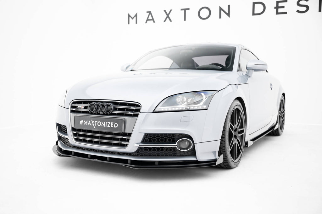 Maxton Design Street Pro Street+ Spoilerlippe Front Ansatz + Flaps passend für Audi TT S / TT S-Line 8J Facelift schwarz Hochglanz