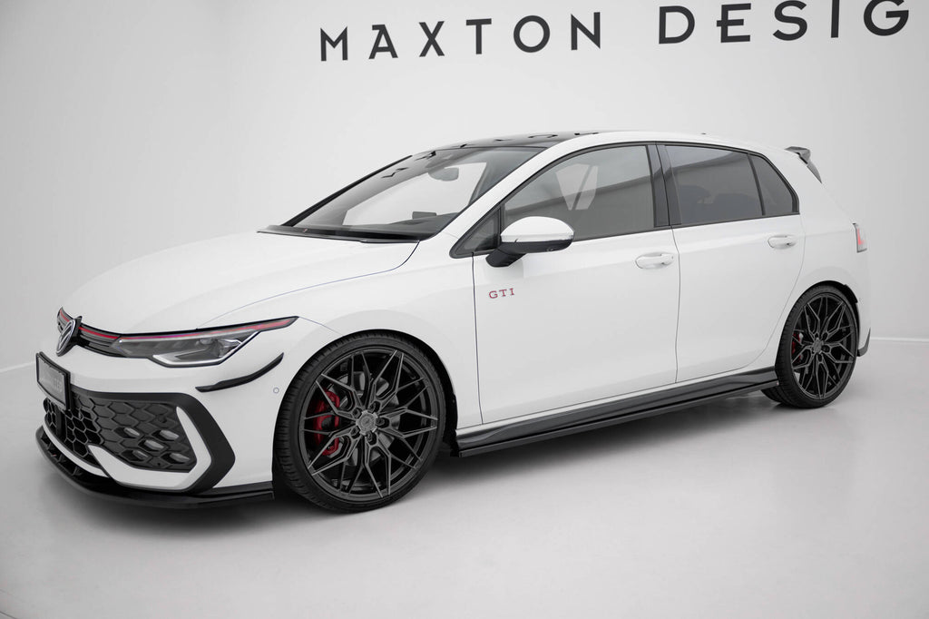 Maxton Design Street+ Seitenschweller Leisten passend für VW Golf GTI / GTE / GTI Clubsport / GTD / R-Line Mk8 schwarz Hochglanz