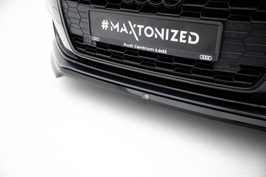Maxton Design Street+ Spoilerlippe Front Ansatz passend für V.1 Audi A5 F5 Facelift schwarz Hochglanz