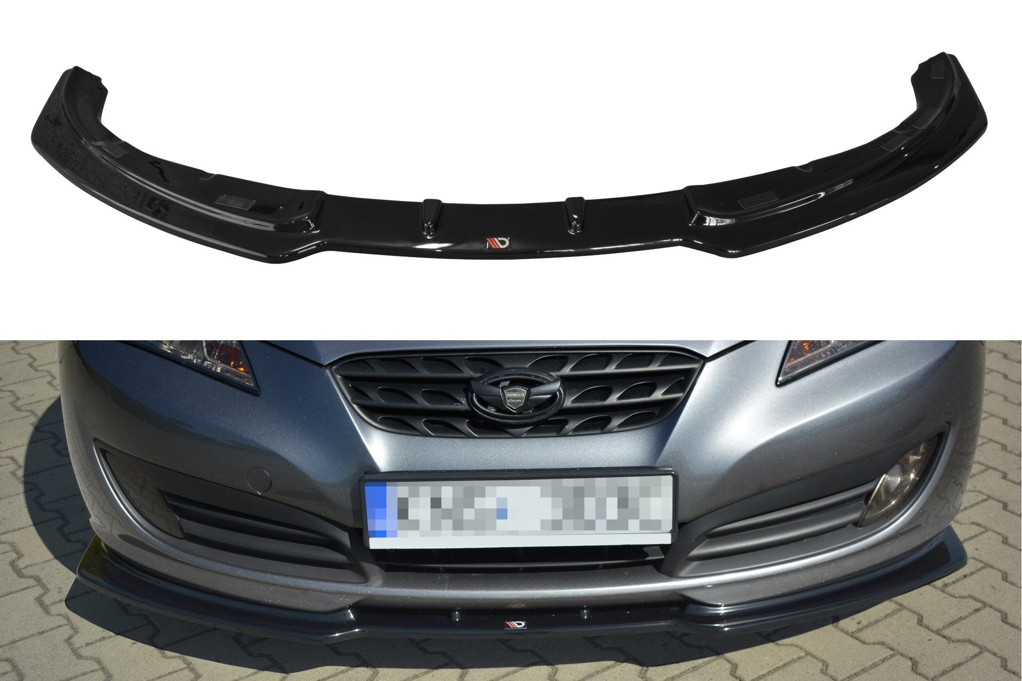 Maxton Design Street+ Spoilerlippe Front Ansatz passend für Hyundai Genesis Coupe Mk1 schwarz Hochglanz