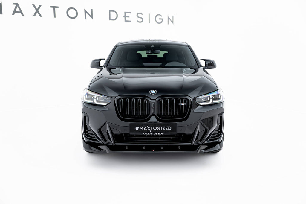 Maxton Design Street+ Spoilerlippe Front Ansatz V.2 passend für BMW X4 M-Paket G02 Facelift schwarz Hochglanz