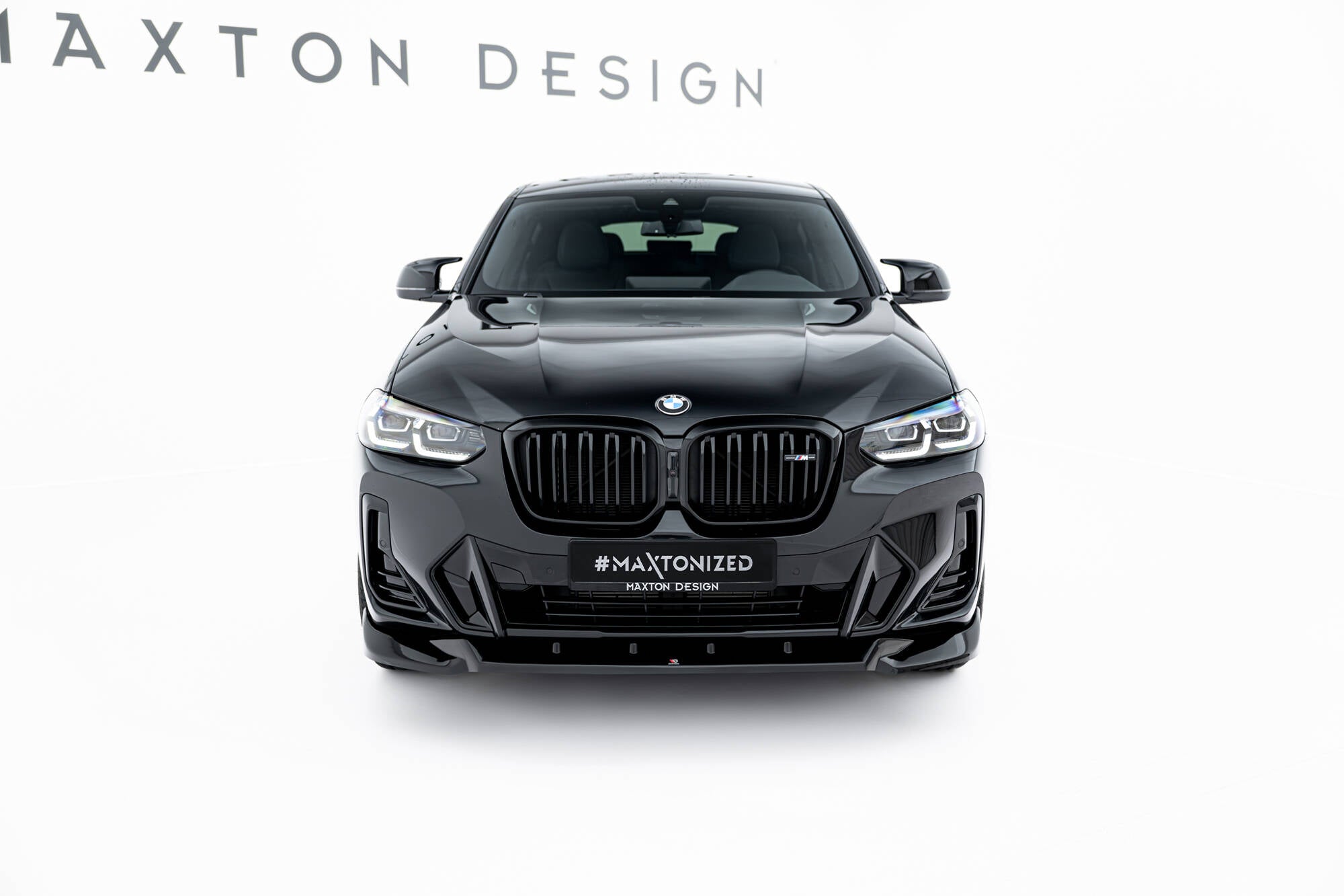Maxton Design Street+ Spoilerlippe Front Ansatz V.2 passend für BMW X4 M-Paket G02 Facelift schwarz Hochglanz