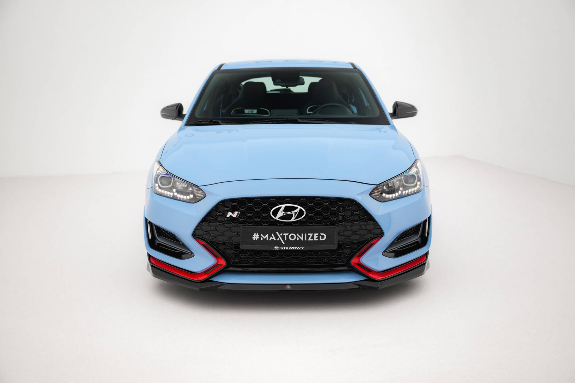 Maxton Design Street+ Spoilerlippe Front Ansatz V.1 passend für Hyundai Veloster N Mk2 schwarz Hochglanz