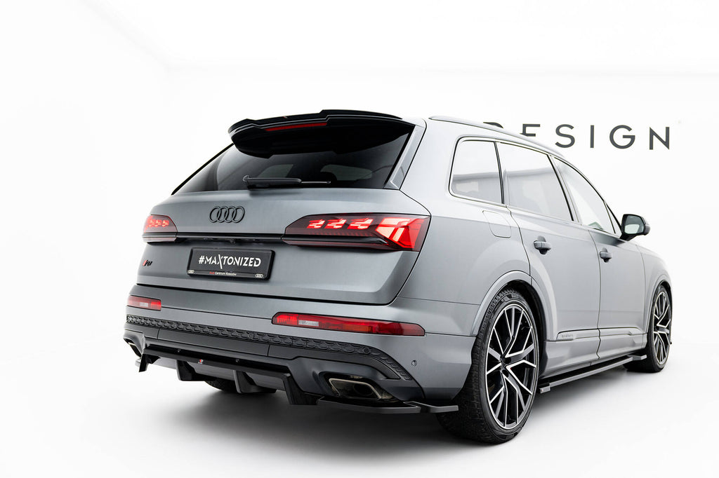 Maxton Design Street+ Mittlerer Diffusor RACE passend für Audi Q7 S-Line Mk2 Facelift 2 schwarz Hochglanz