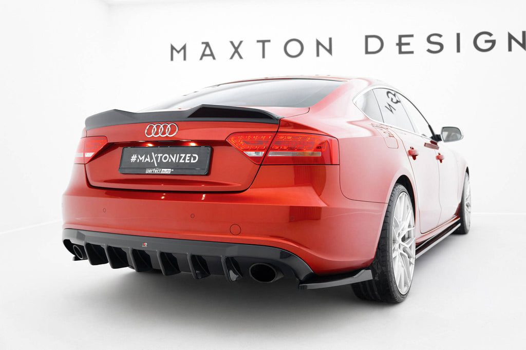 Maxton Design Diffusor Heck Ansatz passend für Audi A5 S-Line Sportback 8T (Einzelauspuff li. re.)