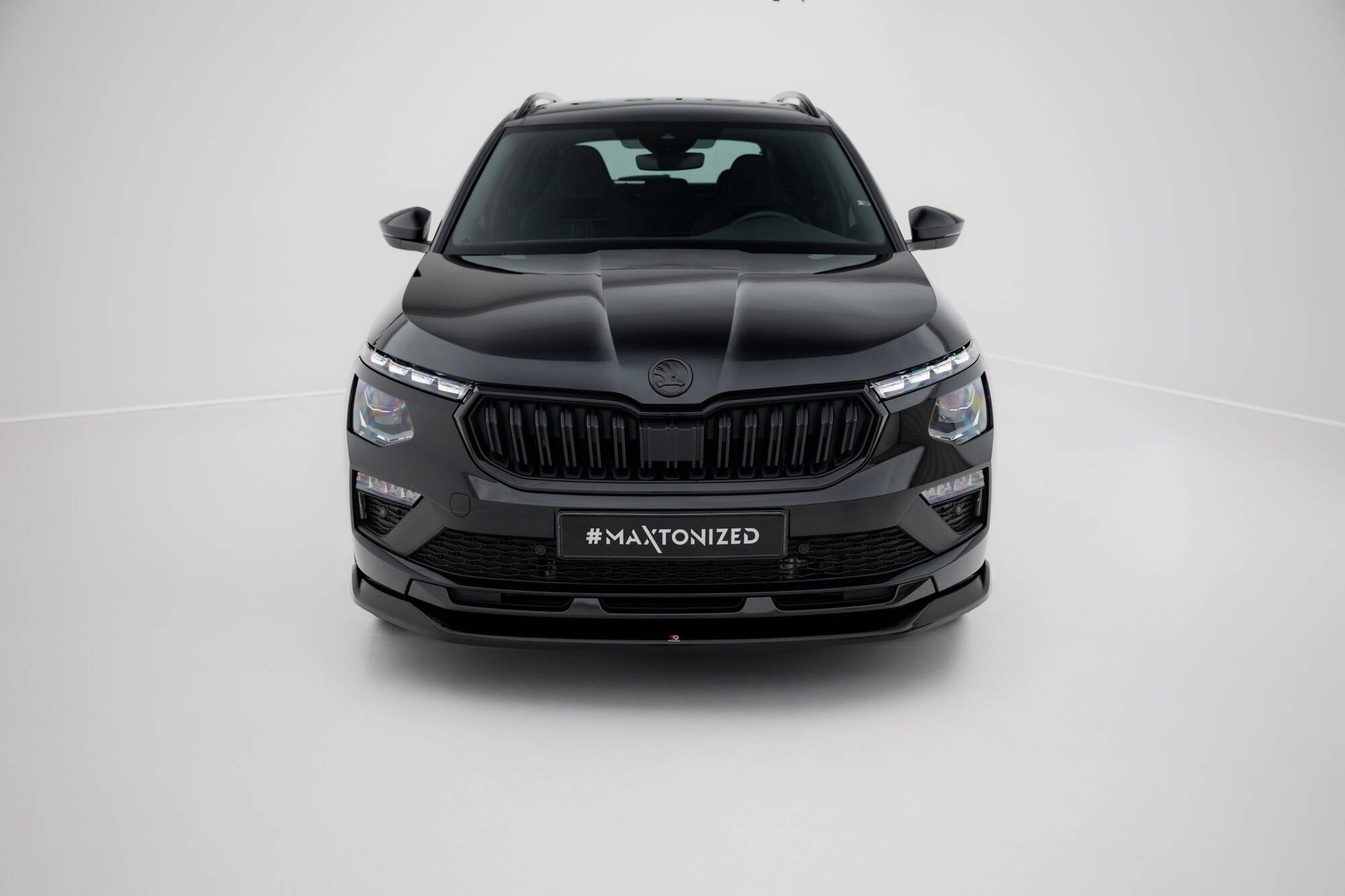 Maxton Design Street+ Spoilerlippe Front Ansatz V.1 passend für Skoda Kamiq Monte Carlo Mk1 Facelift schwarz Hochglanz