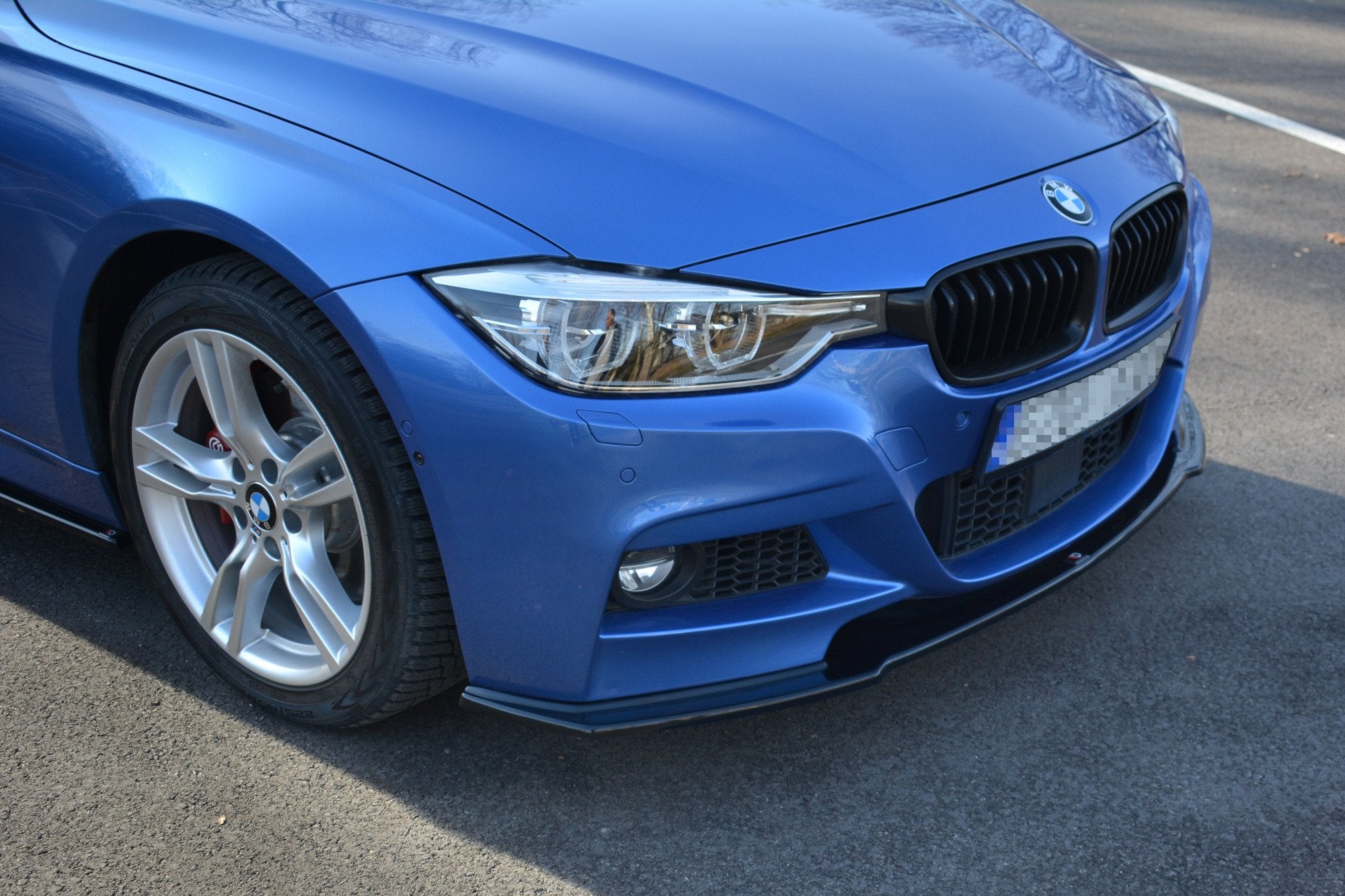 Maxton Design Street+ Spoilerlippe Front Ansatz passend für BMW 3er M-Paket F30 / F30 Facelift schwarz Hochglanz