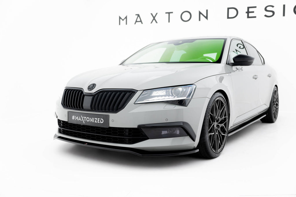 Maxton Design Street+ Spoilerlippe Front Ansatz V.2 passend für Skoda Superb Liftback / Combi Mk3 schwarz Hochglanz