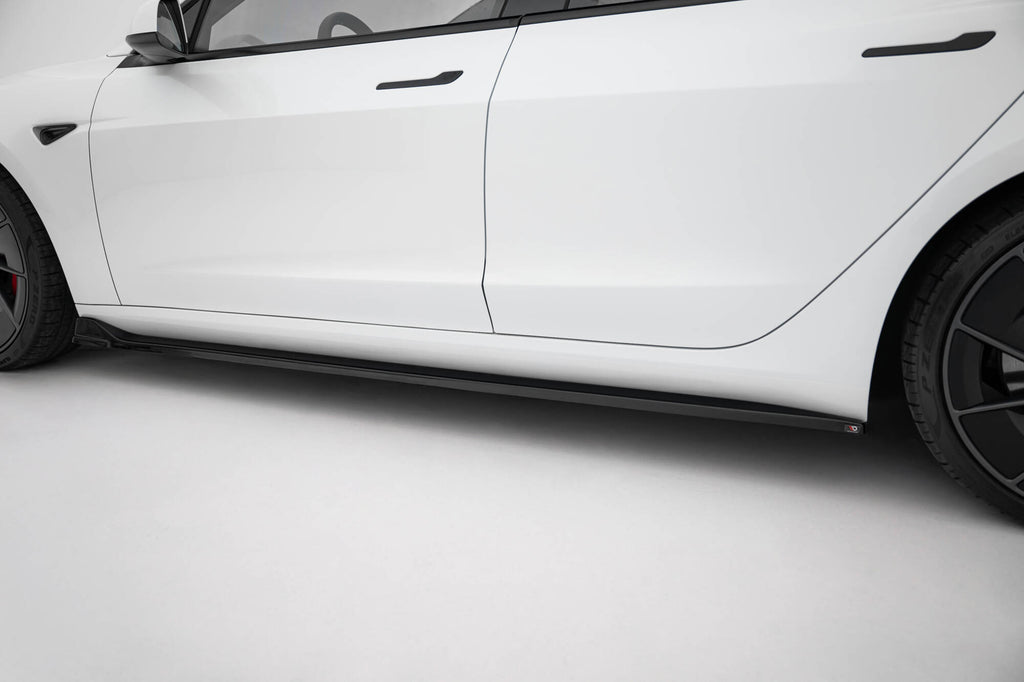 Maxton Design Street+ Seitenschweller Leisten passend für V.3 passend für Tesla Model 3 Performance Mk1 Facelift schwarz Hochglanz