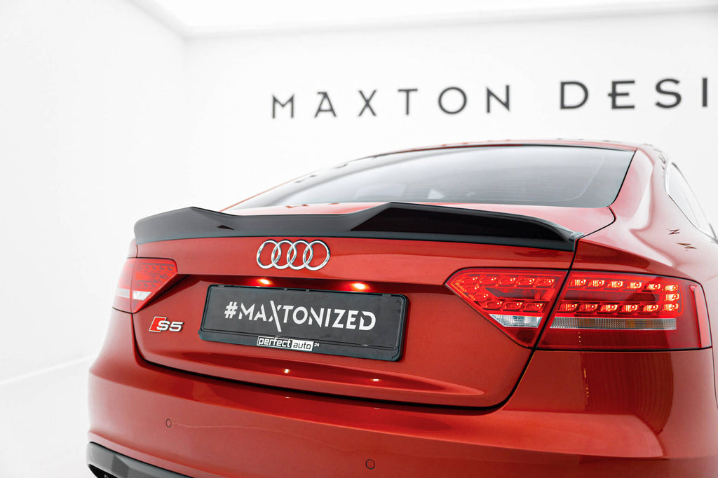 Maxton Design Spoiler CAP 3D passend für Audi A5 Sportback S-Line / S5 8T / 8T Facelift schwarz Hochglanz