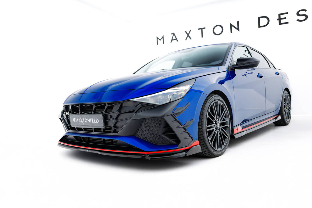 Maxton Design Street+ Spoilerlippe Front Ansatz V.1 passend für Hyundai Elantra N Mk7 schwarz Hochglanz