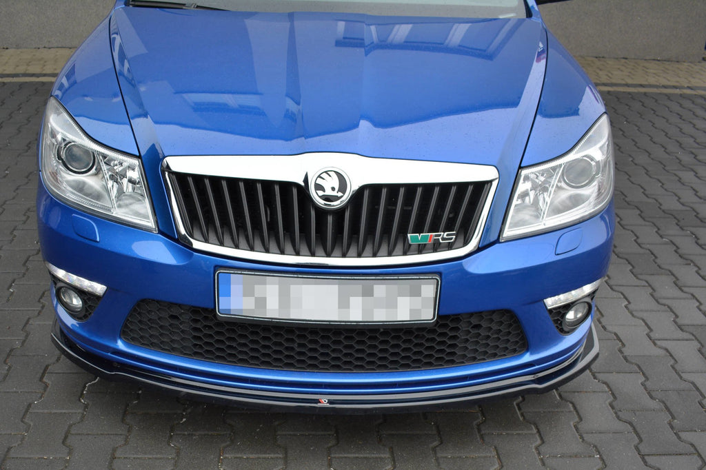 Maxton Design Street+ Spoilerlippe Front Ansatz V.2 passend für Skoda Octavia RS Mk2 FL schwarz Hochglanz