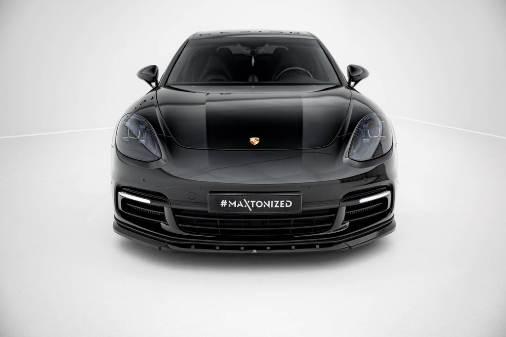 Maxton Design Street+ Spoilerlippe Front Ansatz V.1 passend für Porsche Panamera E-Hybrid / Panamera 4S 971 schwarz Hochglanz