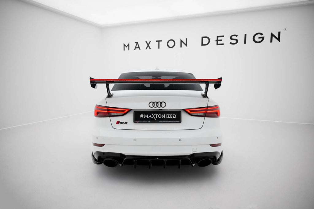 Maxton Design Carbon Spoiler With External Brackets Uprights + LED Audi A3 / A3 S-Line / S3 / RS3 Limousine 8V / 8V Facelift für Audi A3