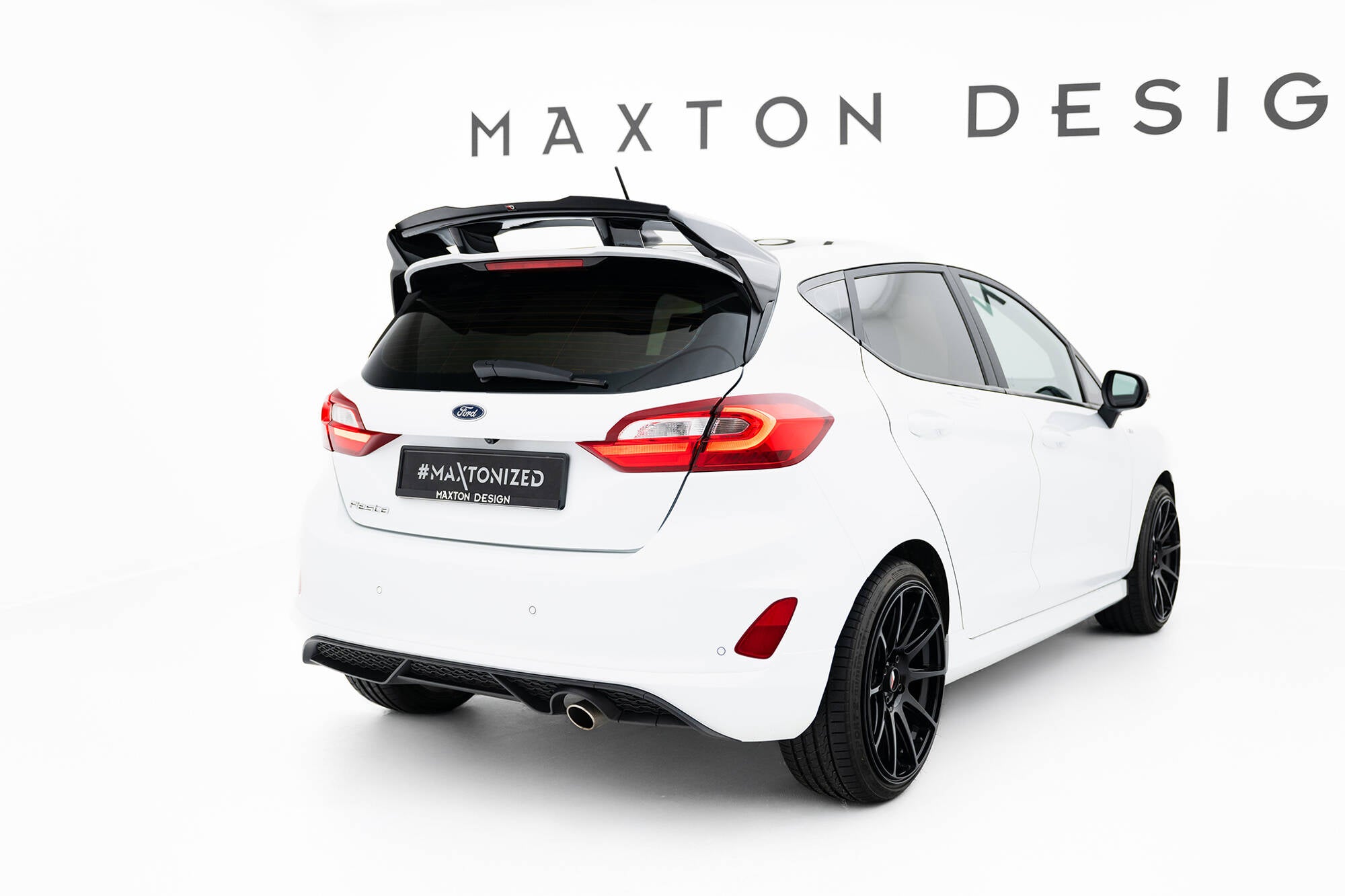 Maxton Design Spoiler CAP passend für Ford Fiesta ST / ST-Line Mk8 / Mk8 Facelift (Für Spoiler FO-FI-8-ST-FH1FP) schwarz Hochglanz