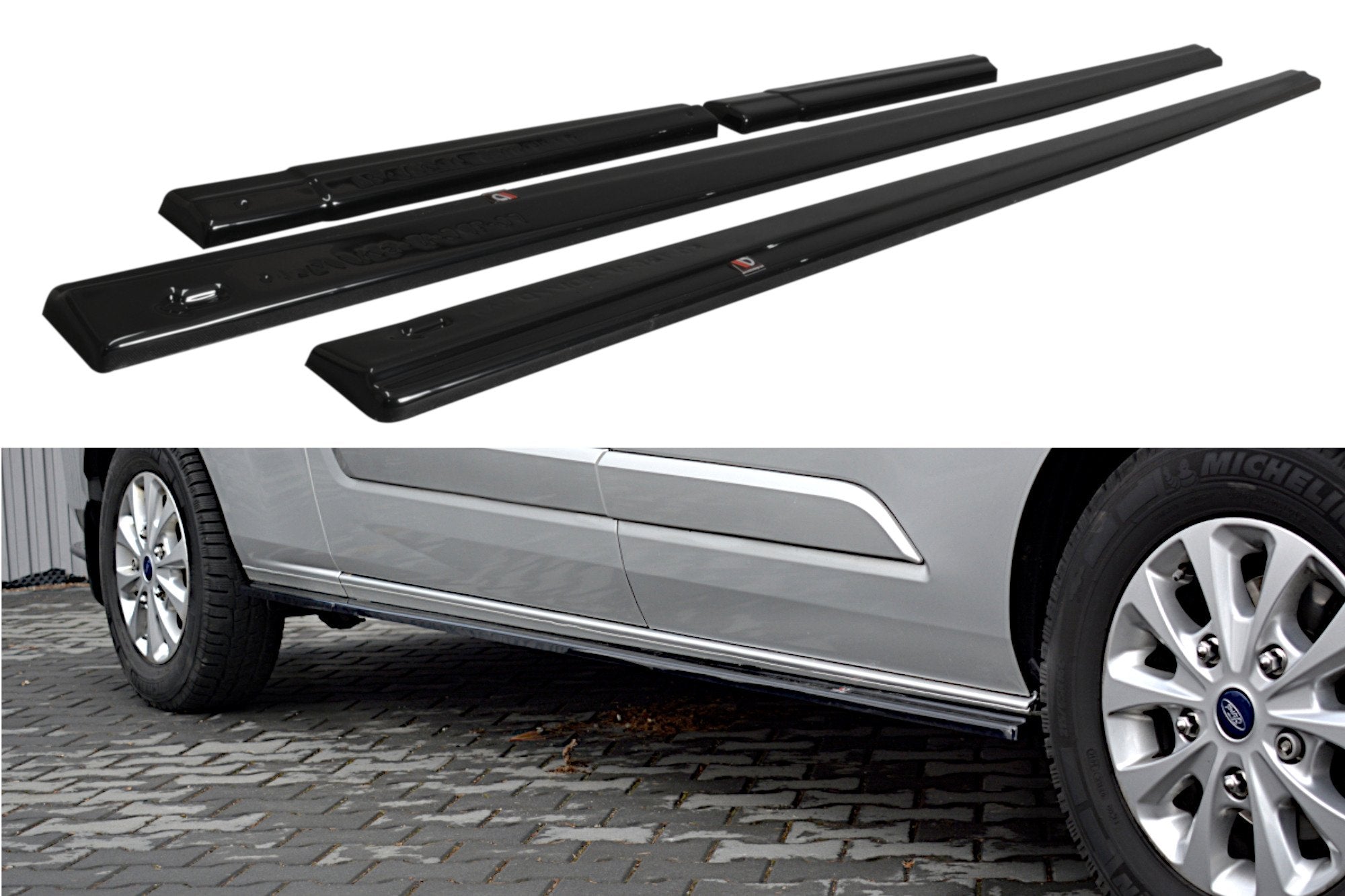 Maxton Design Street+ Seitenschweller Leisten passend für Ford Transit Custom Mk1 FL schwarz Hochglanz