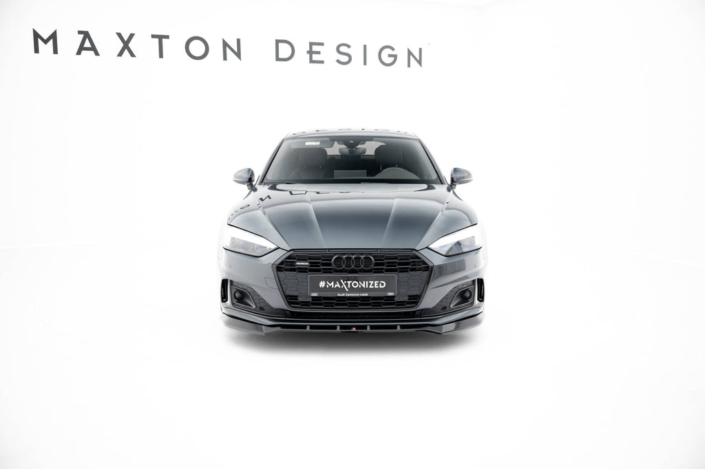 Maxton Design Street+ Spoilerlippe Front Ansatz passend für V.2 Audi A5 F5 Facelift schwarz Hochglanz