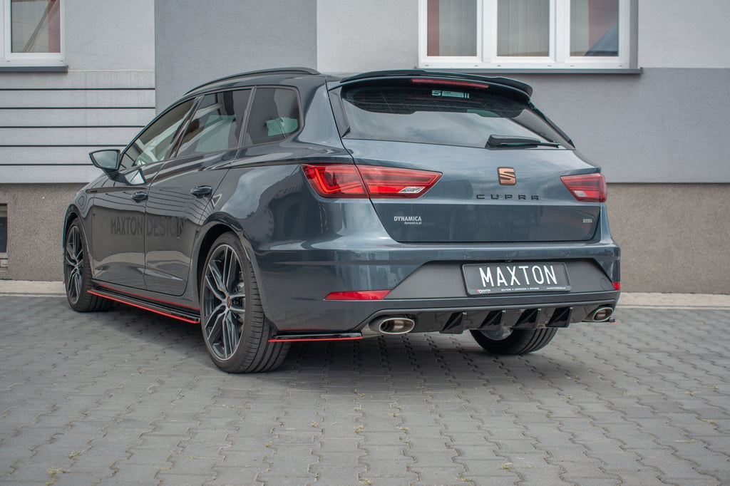 Maxton Design Diffusor Heck Ansatz V.1 passend für Seat Leon Cupra Mk3 FL Sportstourer schwarz Hochglanz