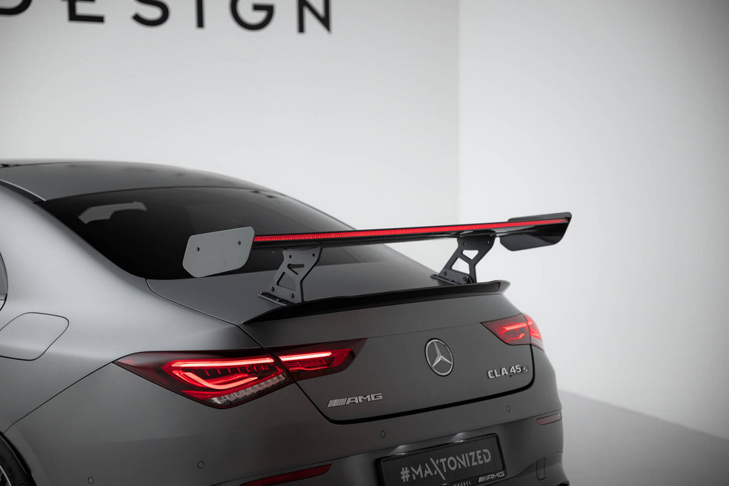 Maxton Design Carbon Spoiler With Internal Brackets Uprights + LED Mercedes-Benz CLA Coupe C118 / C118 Facelift für Mercedes-Benz CLA C118