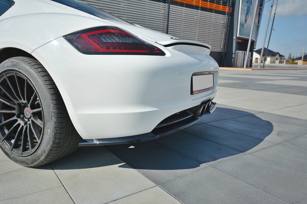 Maxton Design Heck Ansatz Flaps Diffusor passend für PORSCHE CAYMAN S 987C schwarz Hochglanz