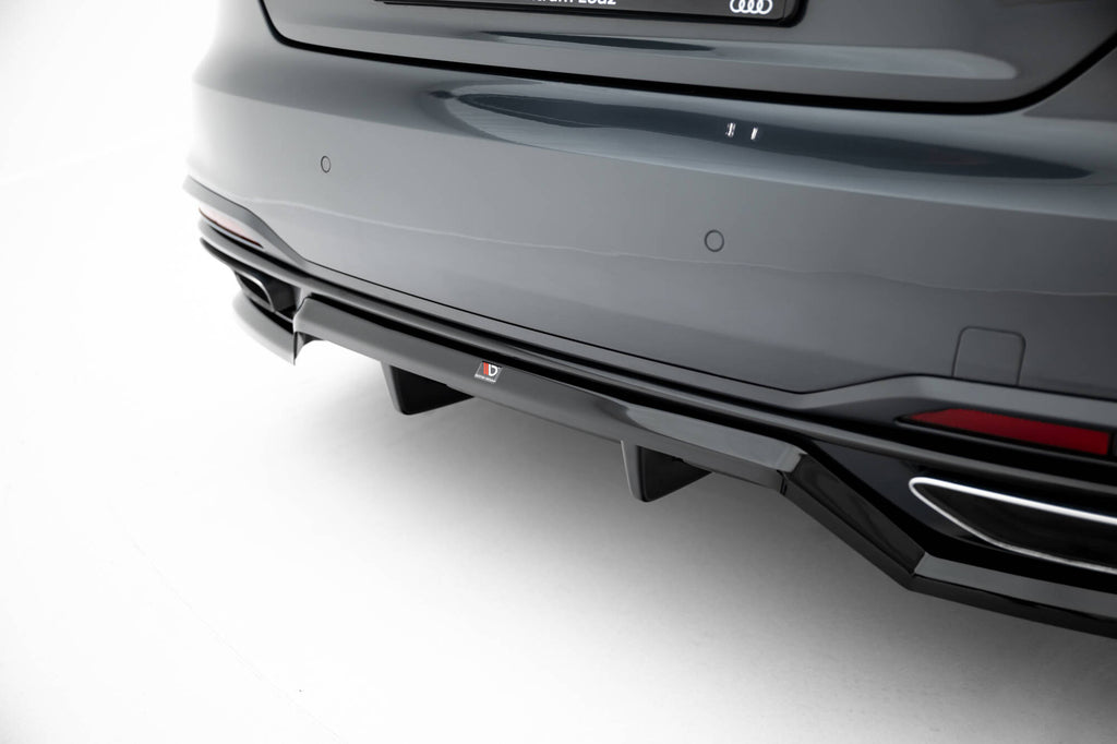 Maxton Design Street+ Mittlerer Diffusor RACE passend für Audi A5 F5 Facelift schwarz Hochglanz