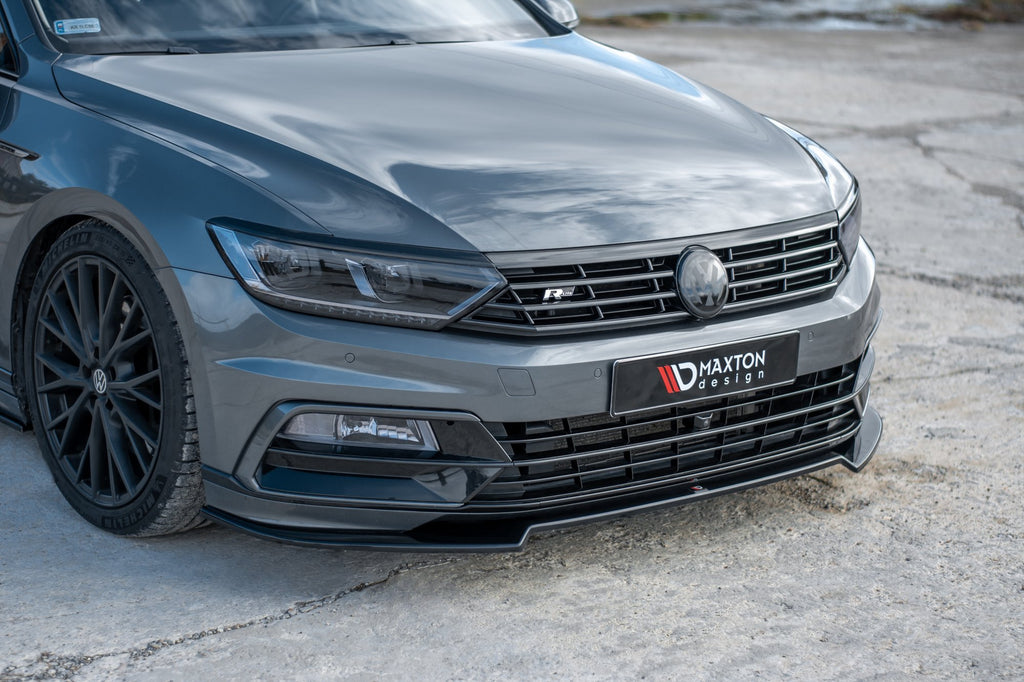 Maxton Design Street+ Spoilerlippe Front Ansatz V.2 passend für VW Passat R-Line B8 schwarz Hochglanz