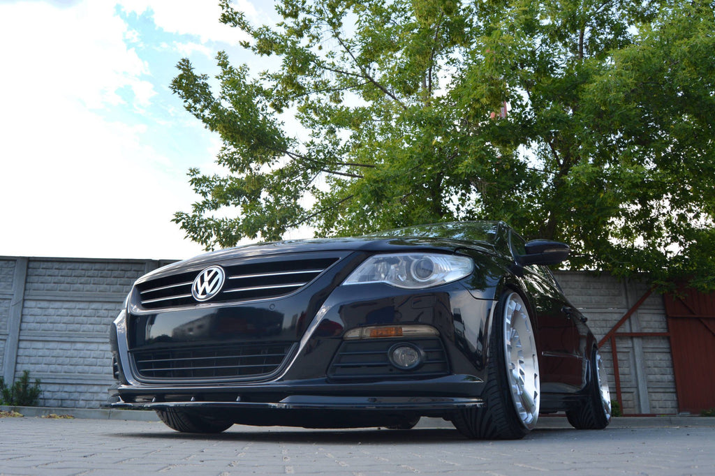 Maxton Design Street+ Spoilerlippe Front Ansatz V.1 passend für VW PASSAT CC vor Facelift, STANDARD STOßSTANGE schwarz Hochglanz