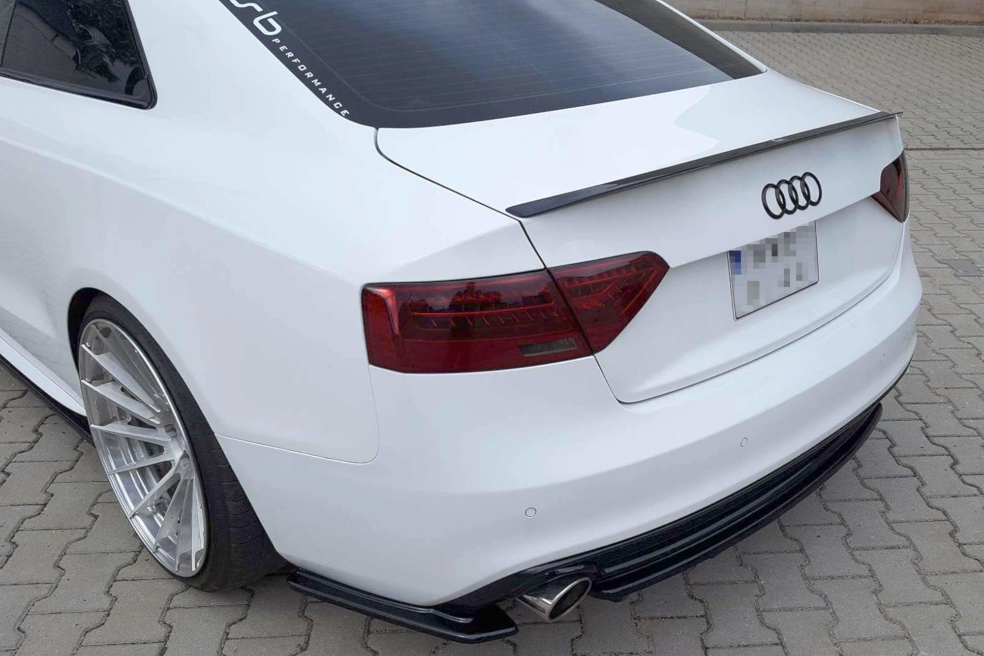 Maxton Design Heck Ansatz Flaps Diffusor passend für Audi A5 S-Line 8T Facelift Facelift schwarz Hochglanz