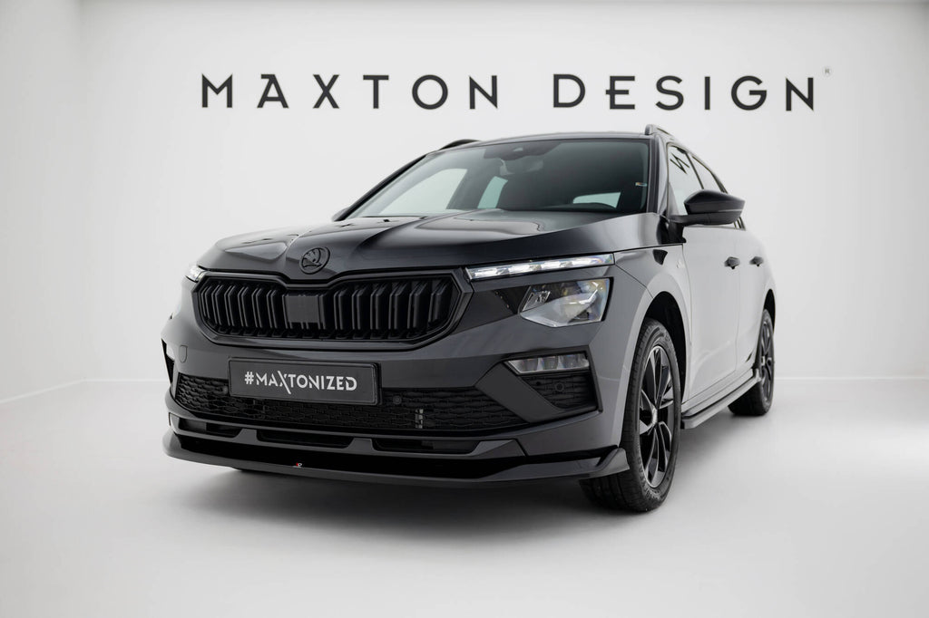 Maxton Design Street+ Spoilerlippe Front Ansatz V.1 passend für Skoda Kamiq Monte Carlo Mk1 Facelift schwarz Hochglanz