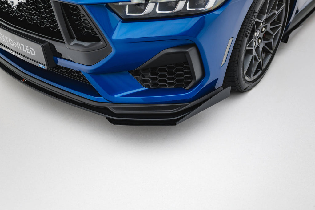Maxton Design Street Pro Street+ Spoilerlippe Front Ansatz + Flaps passend für Ford Mustang GT Mk7 schwarz Hochglanz