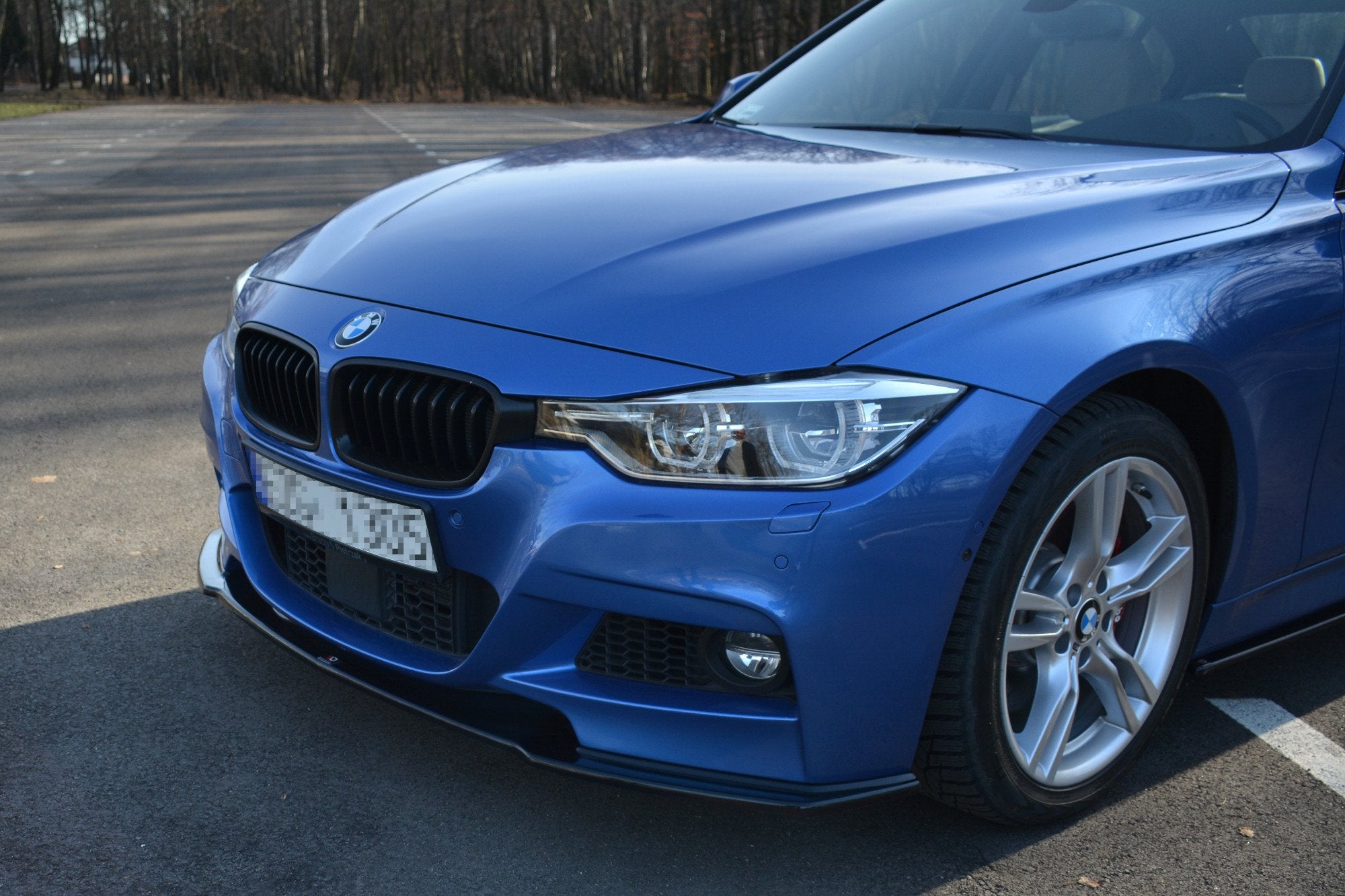 Maxton Design Street+ Spoilerlippe Front Ansatz passend für BMW 3er M-Paket F30 / F30 Facelift schwarz Hochglanz