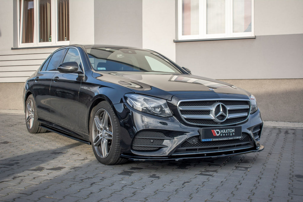 Maxton Design Street+ Spoilerlippe Front Ansatz passend für Mercedes-Benz E43 AMG / AMG-Line Limousine / Kombi W213 / S213 schwarz Hochglanz