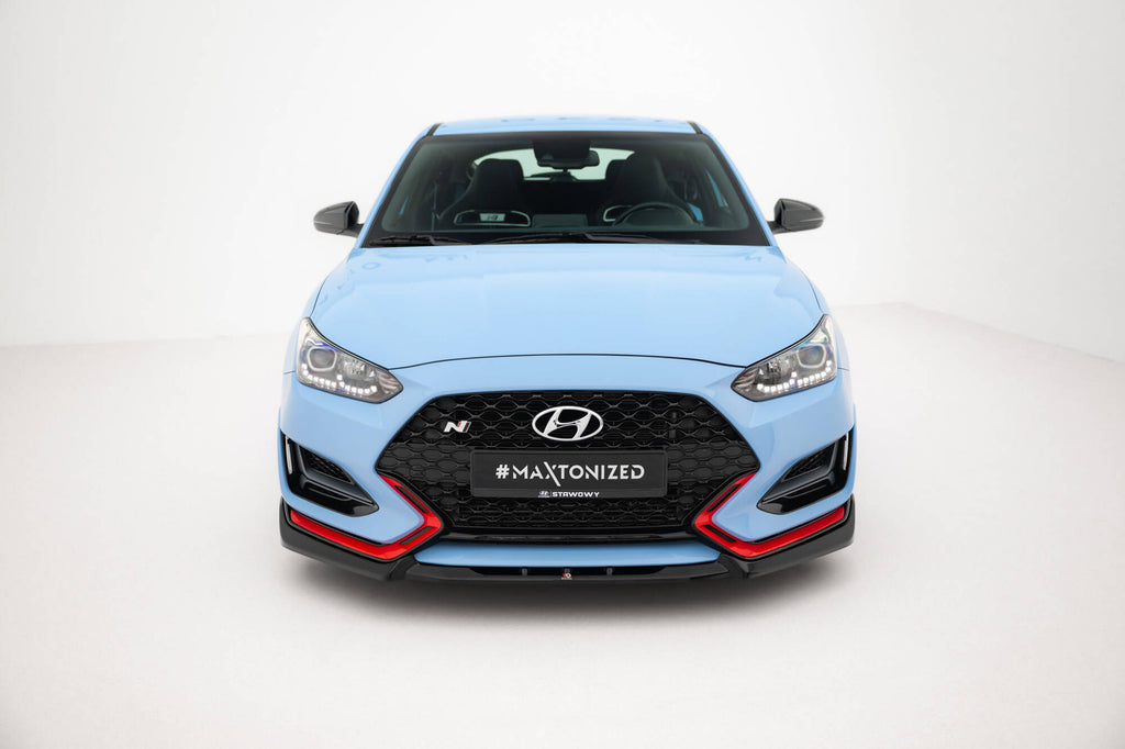Maxton Design Street+ Spoilerlippe Front Ansatz V.2 passend für Hyundai Veloster N Mk2 schwarz Hochglanz