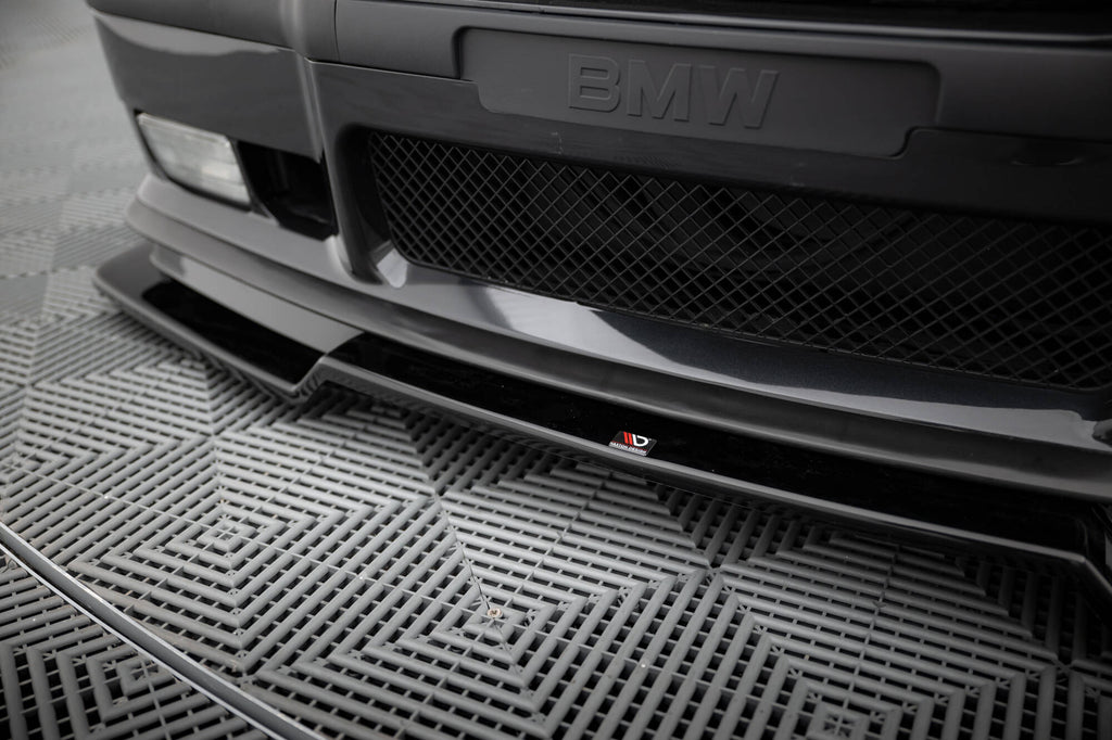 Maxton Design Street+ Spoilerlippe Front Ansatz V.2 passend für BMW M3 / 3 M-Paket Coupe / Cabrio E36 schwarz Hochglanz