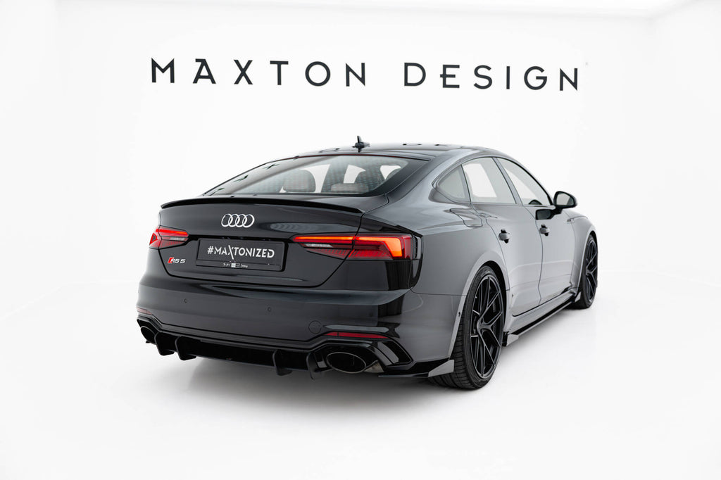 Maxton Design Street Pro Heck Ansatz Flaps Diffusor + Flaps passend für Ford Audi RS5 Coupe / Sportback F5 schwarz Hochglanz