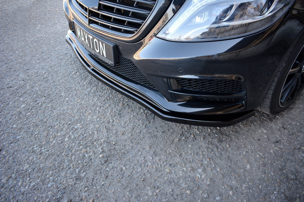 Maxton Design Street+ Spoilerlippe Front Ansatz V.1 passend für Mercedes S-KLASSE AMG-LINE W222 schwarz Hochglanz