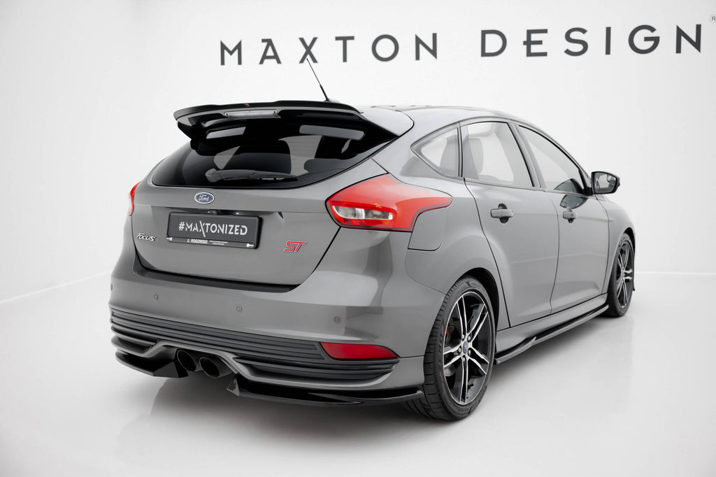 Maxton Design Heck Ansatz Flaps Diffusor V.3 passend für Ford Focus ST Mk3 Facelift schwarz Hochglanz