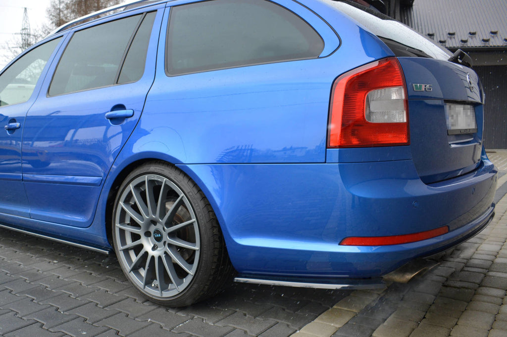 Maxton Design Heck Ansatz Flaps Diffusor passend für Skoda Octavia RS Limousine / Combi Mk2 / Mk2 Facelift schwarz Hochglanz