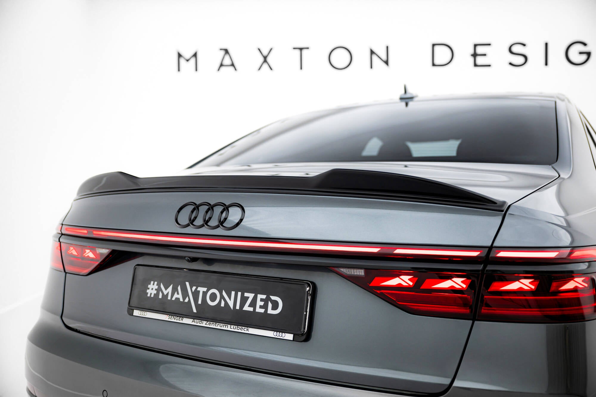 Maxton Design Spoiler CAP 3D passend für Audi S8 / A8 S-Line D5 Facelift schwarz Hochglanz