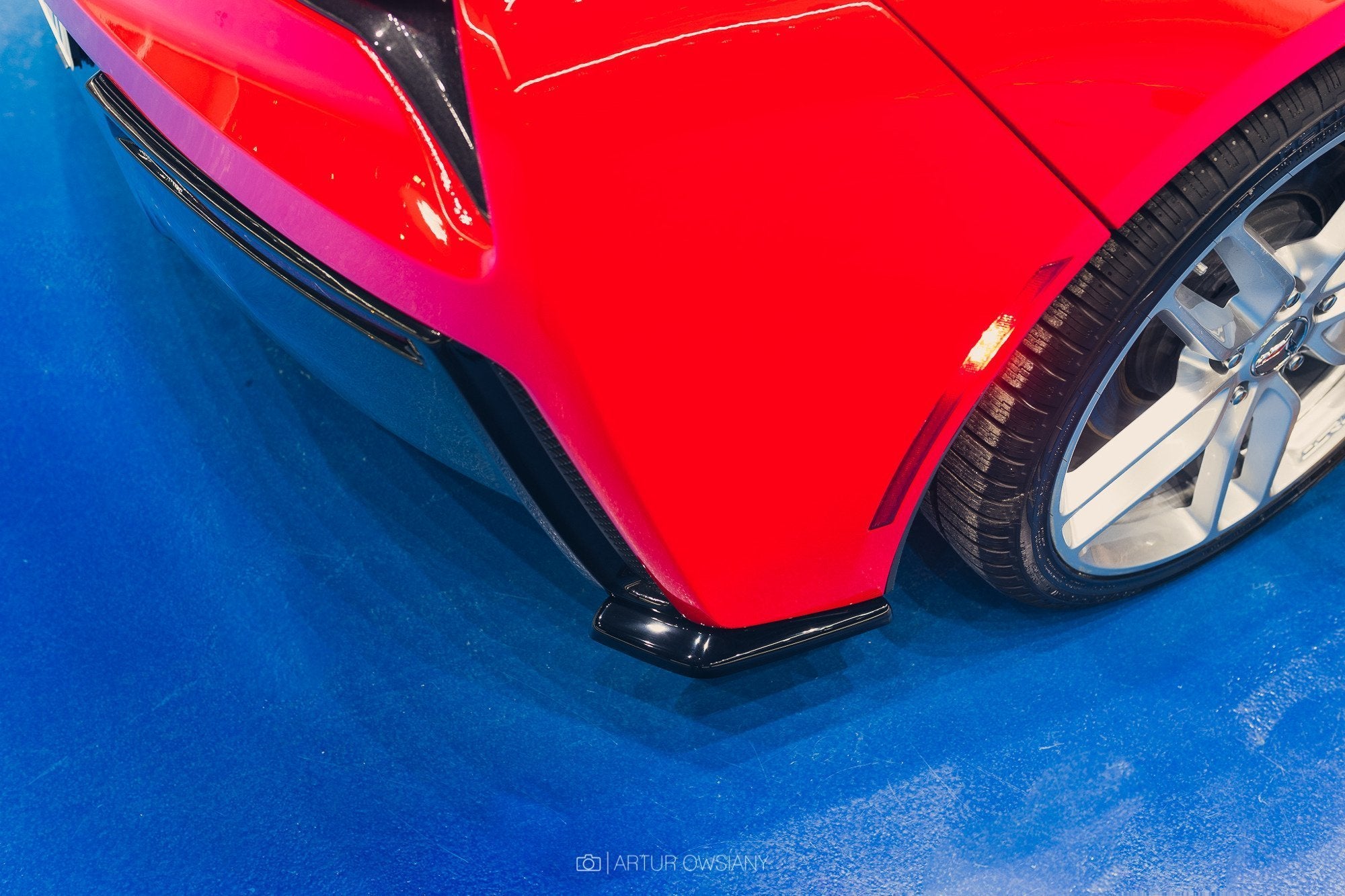 Maxton Design Heck Ansatz Flaps Diffusor passend für Chevrolet Corvette Stingray C7 schwarz Hochglanz